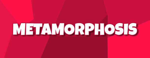 Metamorphosis - text written on irregular red background