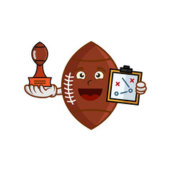 Cartoon character american football with strategy and trophy. illustration flat style. prints design, children book, children t shirt etc. design template vector