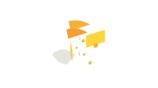 Piece of cheese icon animation isometric best object on white backgound