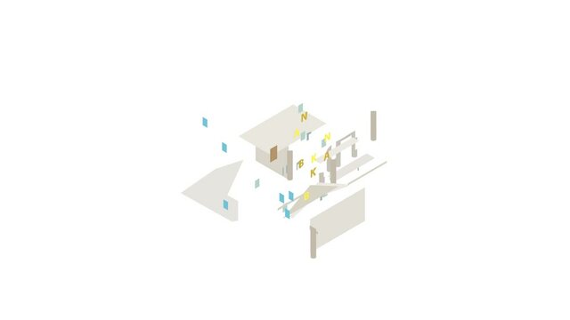 Bank building icon animation isometric best object on white backgound