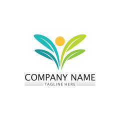 Human and people logo design Community care icon