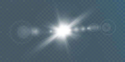 Obraz premium Vector glowing light effect with golden rays and lens flares. 