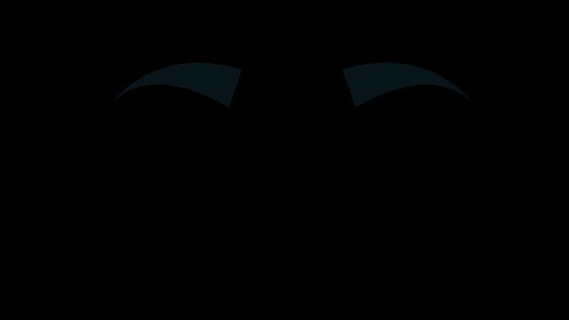 Animation of the blinking of frightened eyes on a black background