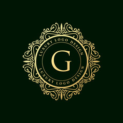 Vintage luxury ornamental logo with floral ornament. Suitable for whiskey, alcohol, beer, brewery, wine, barber shop, coffee shop, tattoo studio, salon, boutique, hotel, shop signage restaurant hotel 