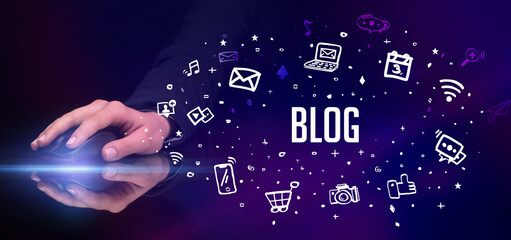 hand holding wireless peripheral concept