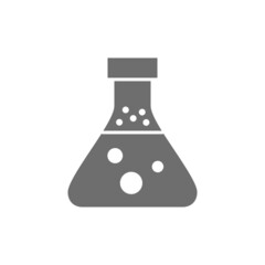 Experiment flask, chemical test tube grey icon.