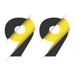 99 9 Number Logo Design with a Creative Cut. Creative logo design. - obrazy, fototapety, plakaty