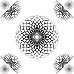 Abstract Black and White spiral striped Seamless Background