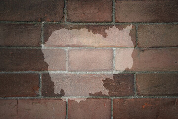 map of cambodia on a old brick wall