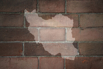 map of iran on a old brick wall