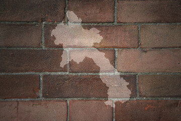 map of laos on a old brick wall