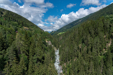 Fototapeta na wymiar Lama Gorge with the Rhone River near Bellwald