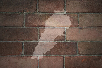 map of lebanon on a old brick wall