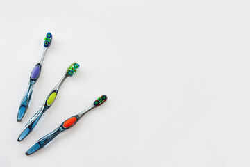 multicolored toothbrushes for brushing teeth