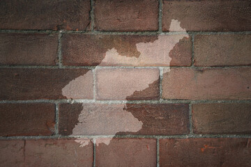map of north korea on a old brick wall