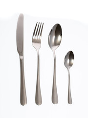 cutlery, spoon fork knife on white background