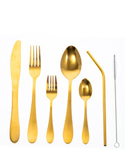 cutlery, spoon fork knife on white background