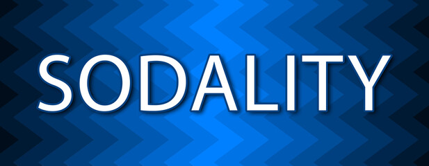 Sodality - text written on blue wavey background