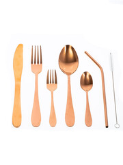 cutlery, spoon fork knife on white background