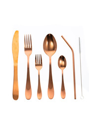 cutlery, spoon fork knife on white background