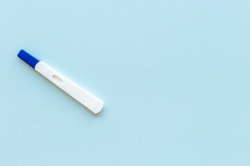 Pregnancy test top view. Pregnancy and female health care concept