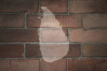 map of sri lanka on a old brick wall