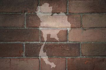 map of thailand on a old brick wall