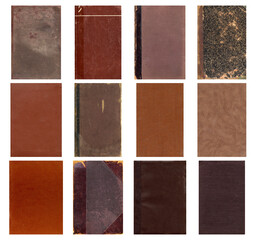 Fototapeta premium Paper and textile textures set. Blank retro pages and old book covers. Rough faded canvas surface. Perfect for background and vintage style design. Empty place for text.