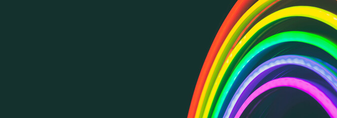 led neon rainbow laying on the white table