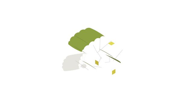Military parachute icon animation isometric best object on white backgound