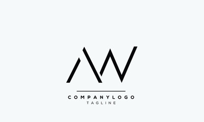 Abstract Letter Initial AW WA Vector Logo Design Template
