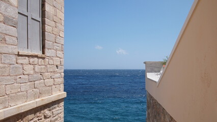 Beautiful elements of architecture and views of Ermoupoli, Greece, Syros island