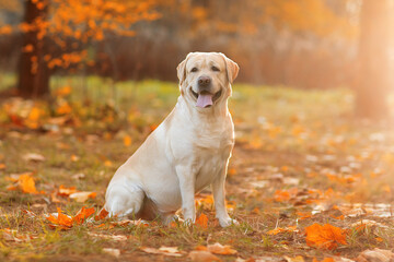 retriever in the park autumn