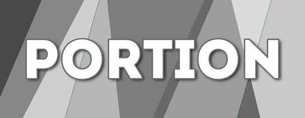 Portion - text written on gray background