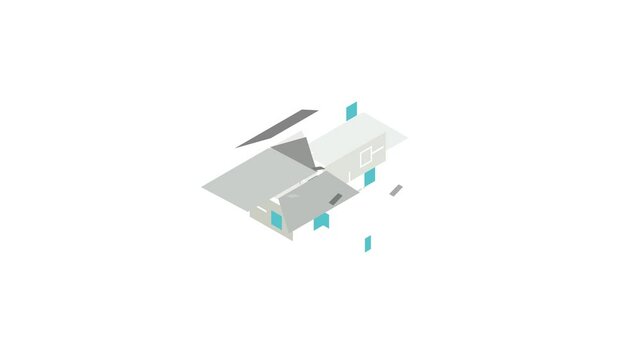 Gray house icon animation isometric best object on white backgound