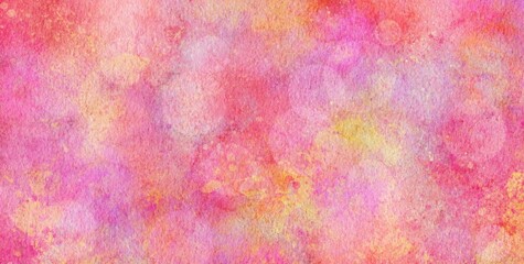 ピンクと黄色の滲みが綺麗な水彩画イラスト
