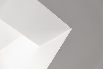 Abstract white minimalist interior fragment with corners