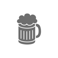 Beer mug grey icon. Isolated on white background