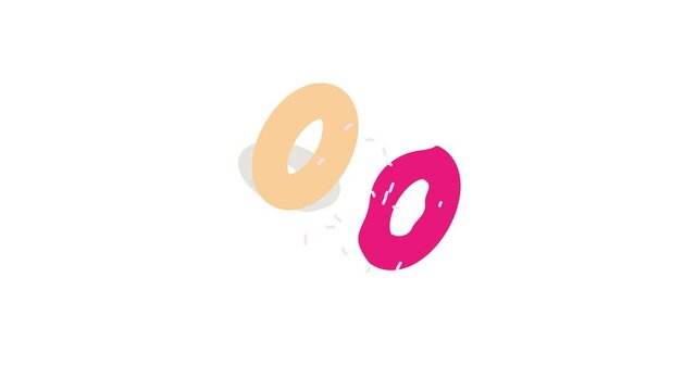 Donut icon animation isometric best object on white backgound