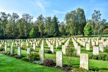 The field of honour 'De Canadian Cemetery Holten' on the Holterberg is one of the most impressive memories of the Second World War. Holten, Overijssel,  Netherlands, Holland,