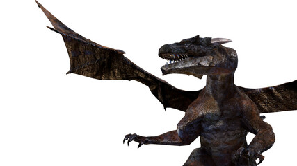 mythological dragon 3d render on a white background