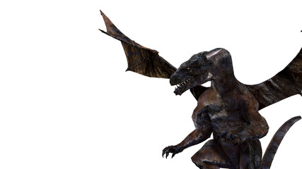 mythological dragon 3d render on a white background