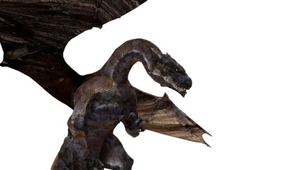 mythological dragon 3d render on a white background