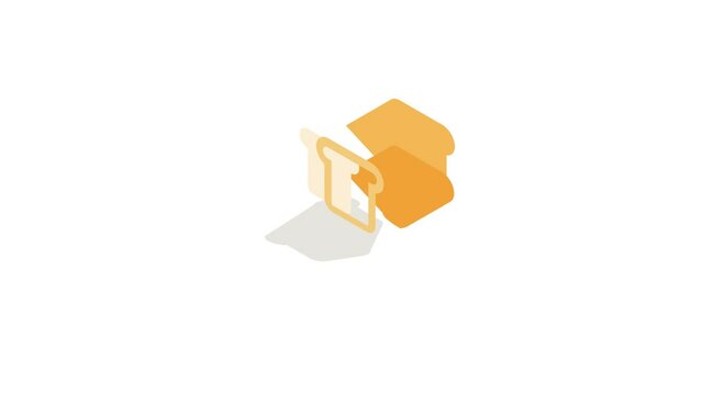Bread icon animation isometric best object on white backgound