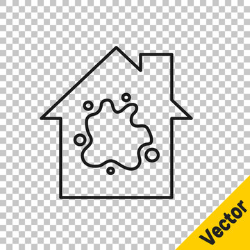 Black line Painting the house icon isolated on transparent background. Vector