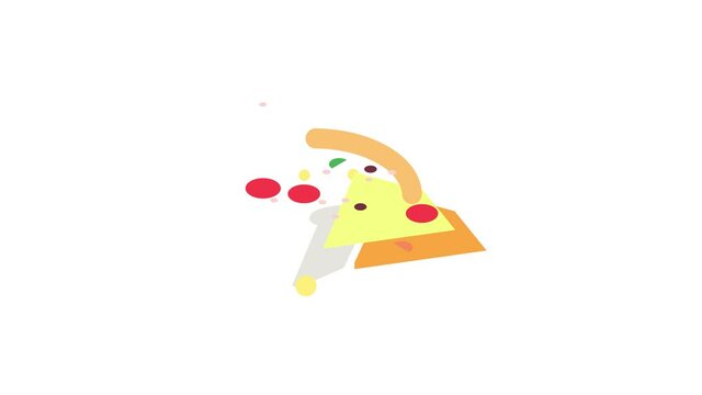 Slice of pizza icon animation isometric best object on white backgound