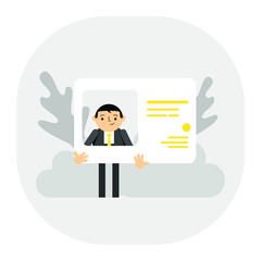 man showing employee card