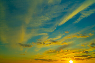 Sky with clouds at dusk or dawn