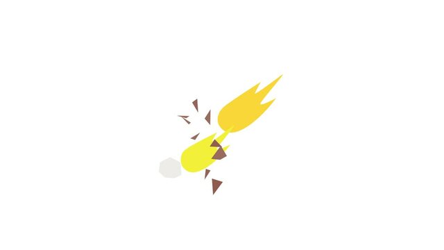 Falling meteor with long tail icon animation isometric best object on white backgound