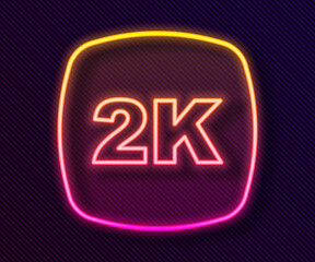 Glowing neon line 2k Ultra HD icon isolated on black background. Vector